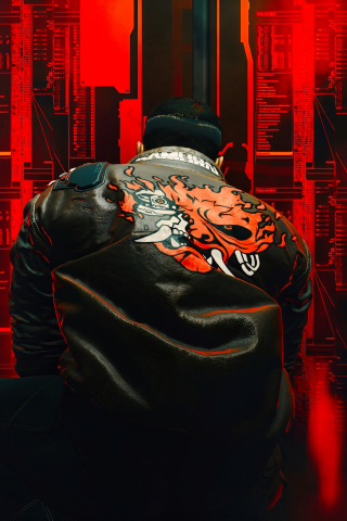 Samurai print on jacket, Cyberpunk 2077, game, 240x320 wallpaper