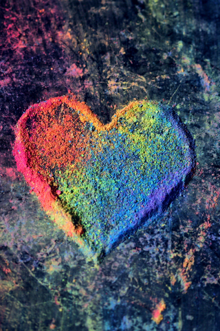 Chalk dust, heart, shape, colorful, 240x320 wallpaper