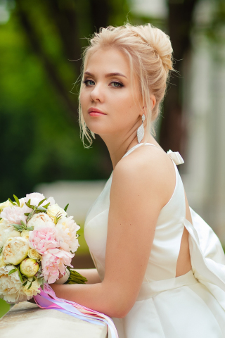 Wedding dress, girl model, gorgeous, 240x320 wallpaper