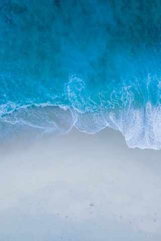 Beach, sea shore, blue water, sea waves, aerial view, 240x320 wallpaper