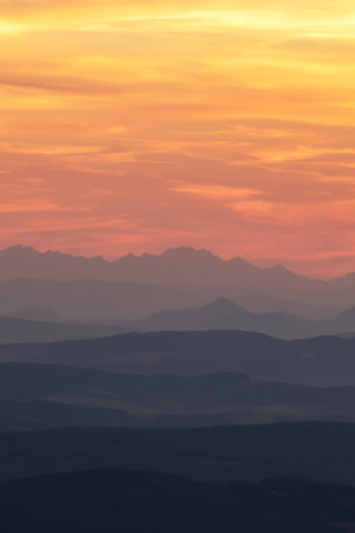 Sunset, horizon, mountains, minimal, nature, 240x320 wallpaper