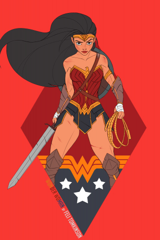 Wonder woman, dc comics, superhero, minimal, fan art, 240x320 wallpaper