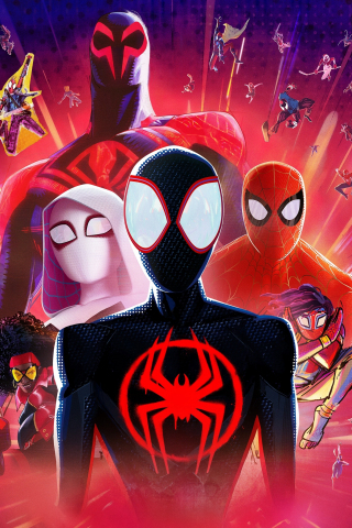 Most of Spidermen, across the spider-verse, movie 2023, 240x320 wallpaper