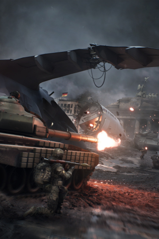 Battle, tanks, World War 3, video game, dark, 240x320 wallpaper