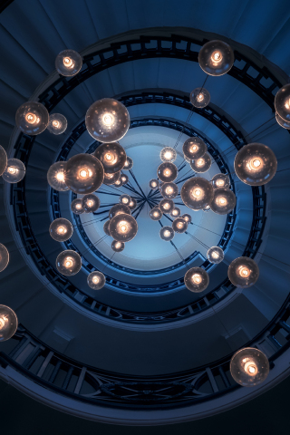 Staircase, lights, ceiling, spiral, architecture, interior, 240x320 wallpaper