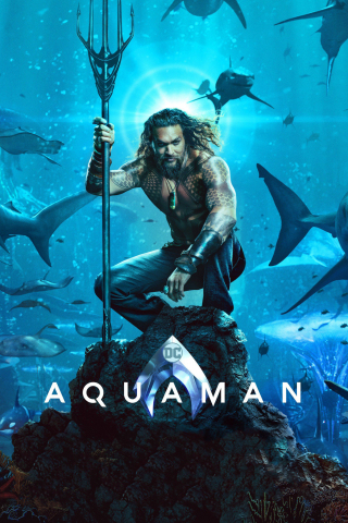 Aquaman, Jason Momoa, superhero, sharks, underwater, 2018, 240x320 wallpaper