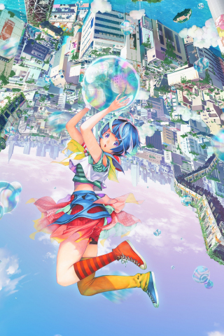 Bubble world, anime movie, anime girl, original, 240x320 wallpaper