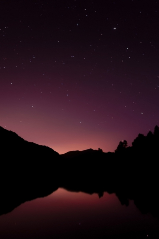 Silhouette, evening, lake, reflections, beautiful, 240x320 wallpaper