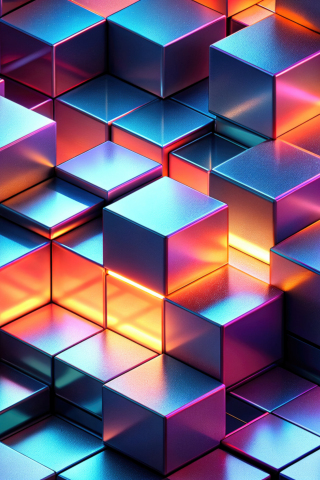 Cubes in cosmic symmetry, metallic shine, colorful, 240x320 wallpaper