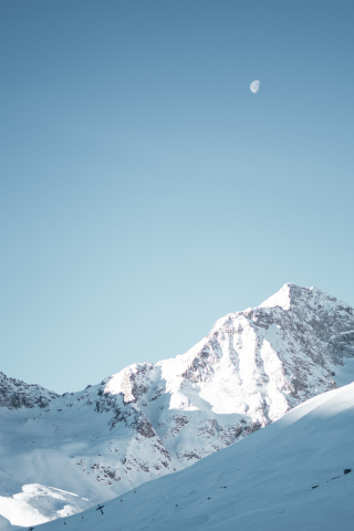 Glacier, mountains, landscape, blue sky, sunny day, nature, 240x320 wallpaper