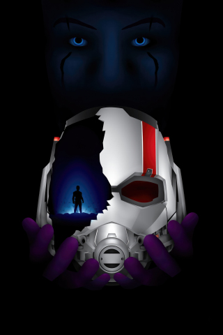 Antman Helmet and Kang the Conqueror, movie, dark poster, 320x480 wallpaper