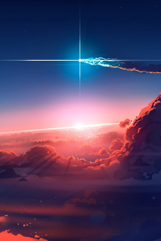 Night Sky Stars Clouds Scenery Landscape Anime 4K Wallpaper iPhone HD Phone  7680i
