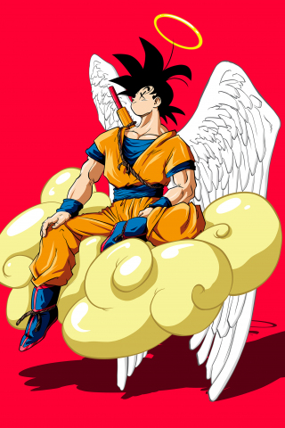 Angel son Goku, dragon ball, anime, fan art, 320x480 wallpaper