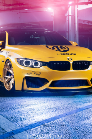 BMW M4, automotive design, yellow, 240x320 wallpaper