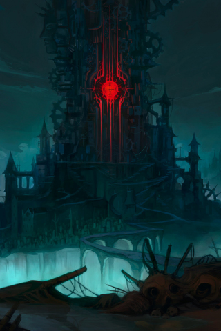 Demon castle, fantasy, dark, 240x320 wallpaper
