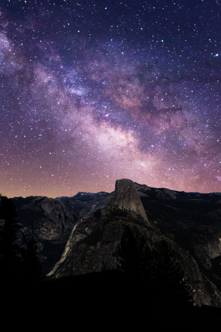 Yosemite valley, half dome, national park, milky way, night, 240x320 wallpaper