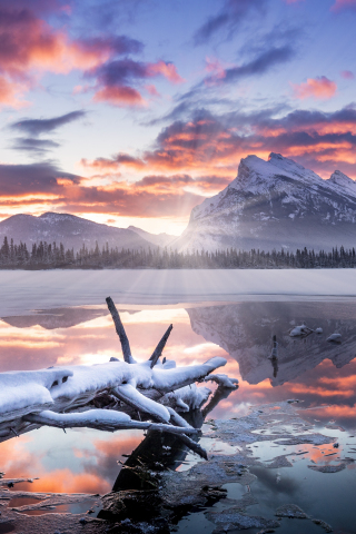 Lake, nature, Banff National Park, 240x320 wallpaper
