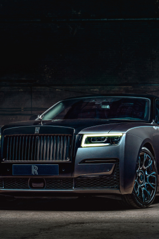 2021, Black Rolls-Royce Ghost, luxury car, 240x320 wallpaper