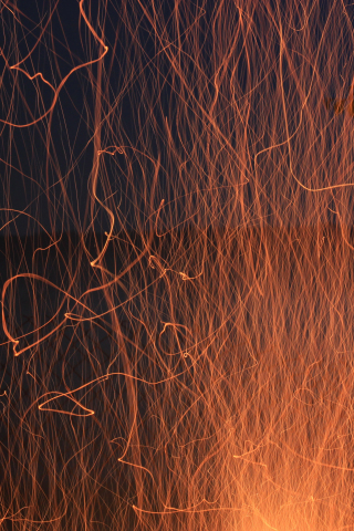 Fire flames, sparks, glow, smoke, 240x320 wallpaper
