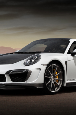 White, Porsche 911, sports car, 240x320 wallpaper