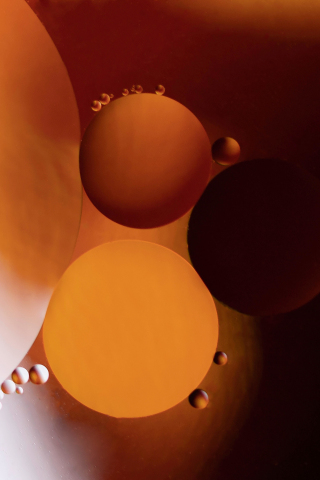Three bubbles, orange-black, close up, 240x320 wallpaper