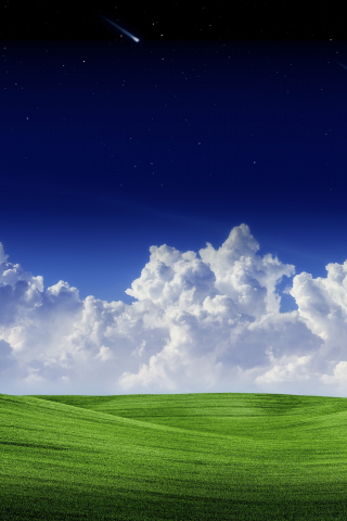 Landscape, Sunny day, clouds, green grass, landscape, white clouds, 240x320 wallpaper