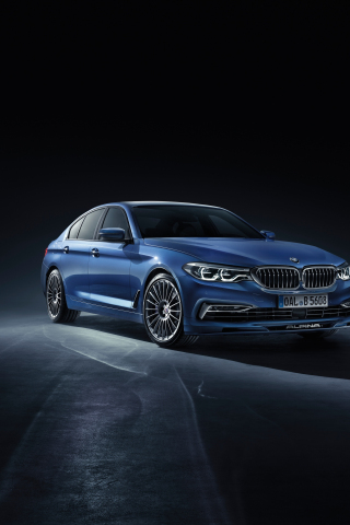 BMW 5 Series, luxury blue car, 240x320 wallpaper