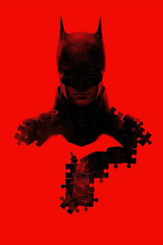 The Batman, red poster, question mark, 240x320 wallpaper