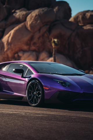 Lamborghini Aventador LP 750, sports car, purple, 240x320 wallpaper
