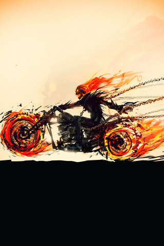 Marvel artwork, superhero, Ghost Rider, 240x320 wallpaper