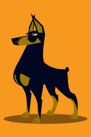 Dog, dobermann, digital art, 240x320 wallpaper