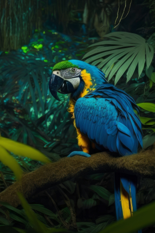 Colorful bird, macaw parrot, art, 240x320 wallpaper