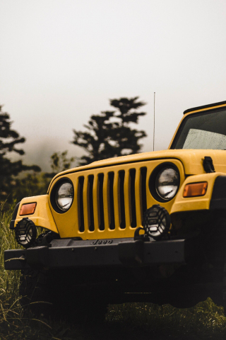 Yellow, Jeep, car, front, 240x320 wallpaper