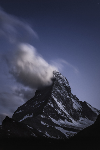 Matterhorn, mountain, cloud at peak, 240x320 wallpaper