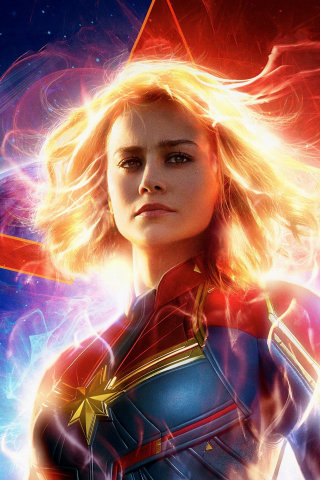 Captain Marvel, Brie Larson, 2019, 240x320 wallpaper