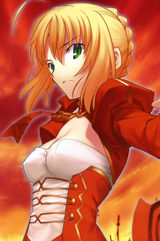 Anime girl, fate series, saber, Fate/Extra Last Encore, 240x320 wallpaper