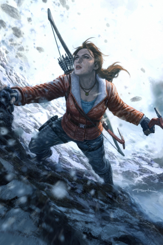 Video game, Tomb Raider, mountain climbing, 240x320 wallpaper