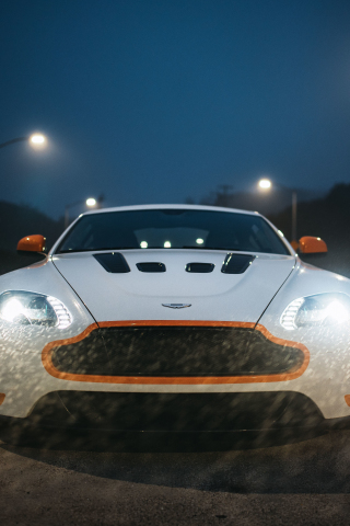Aston Martin V12 Vantage S, sports car, headlight, 2017, 240x320 wallpaper