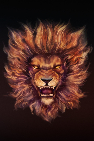 Lion's roar, fantasy, muzzle, art, 240x320 wallpaper
