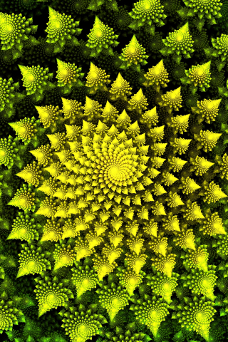 Fractal, spiral, bright green pattern, 240x320 wallpaper