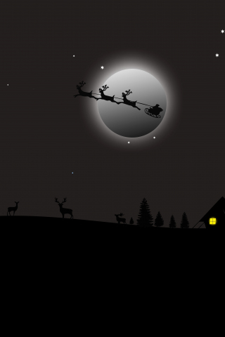 Santa, winter, sky, night, silhouette, art, 240x320 wallpaper