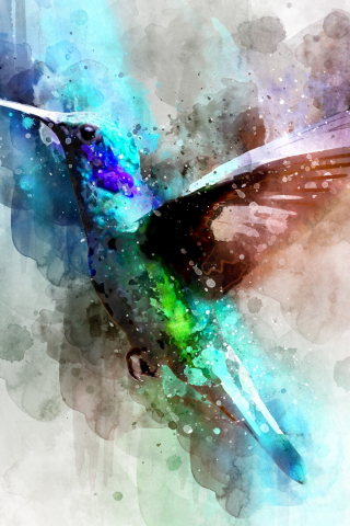 Bird, hummingbird, digital art, 240x320 wallpaper