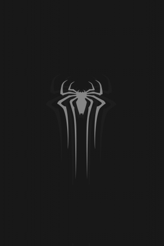 Logo, gray, spider-man, minimal, dark, 240x320 wallpaper