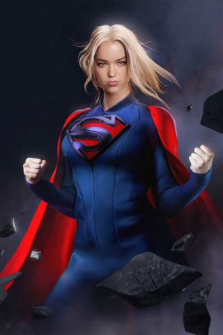 Supergirl in action, gorgeous and bold, artwork, 240x320 wallpaper