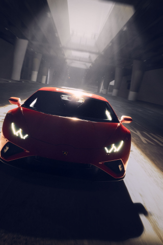 2022, Red Lamborghini Huracan EVO RWD, sportcar, 240x320 wallpaper