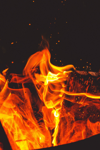 Bonfire, dark, fire, flames, 240x320 wallpaper