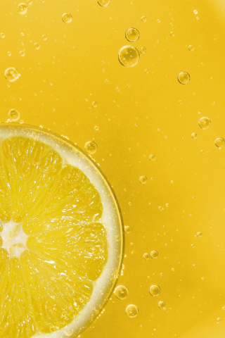Lemon slice, bubbles, close up, 240x320 wallpaper