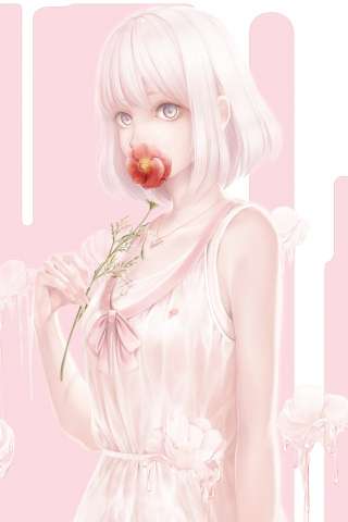 Simple, art, anime girl, summer, 240x320 wallpaper