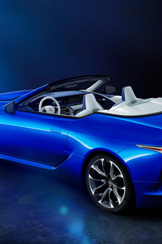 Convertible car, blue Lexus LC 500, 240x320 wallpaper