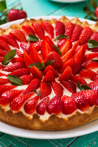 Strawberry pie, cake, food, 240x320 wallpaper